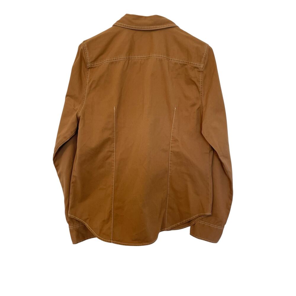 Madewell Darted Button-Up Long Sleeve Collared Shirt Brown Womens Size 12 - Picture 5 of 11